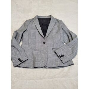 Banana Republic Black White Plaid Classic Fit Suit Jacket Blazer 6 Office Work